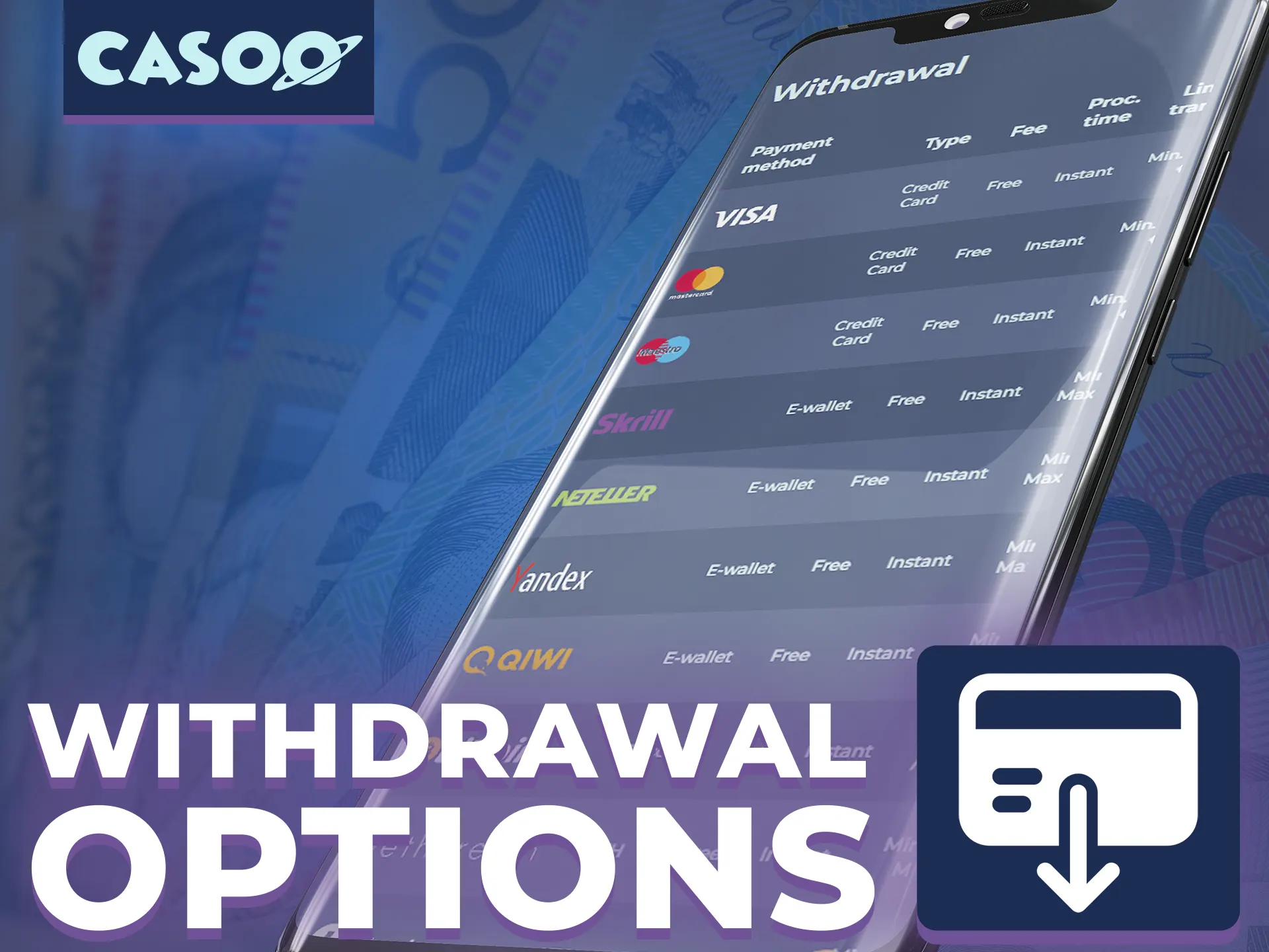 Check withdrawal options on Casoo.