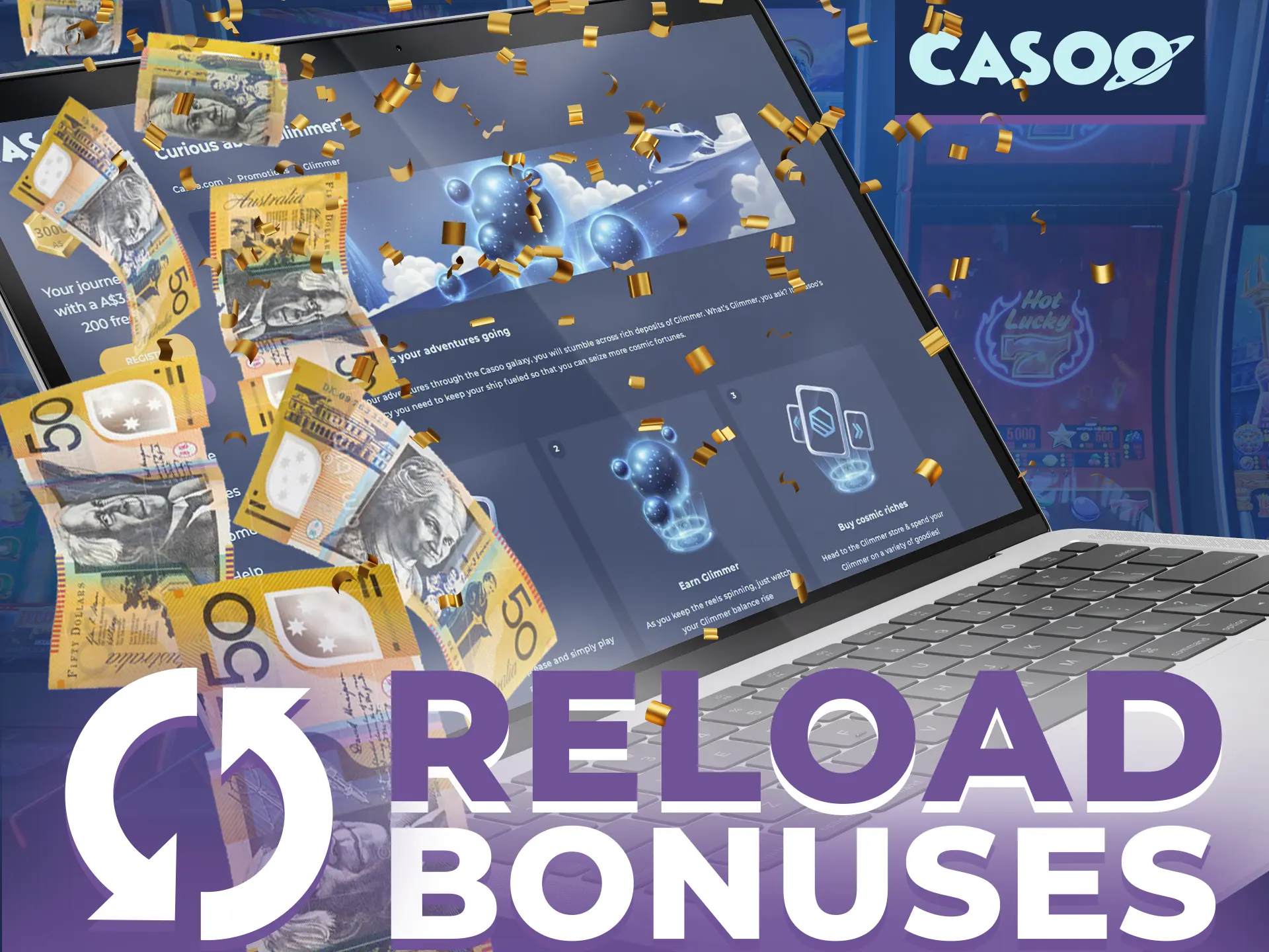 Get your cash back with reload bonuses at Casoo.