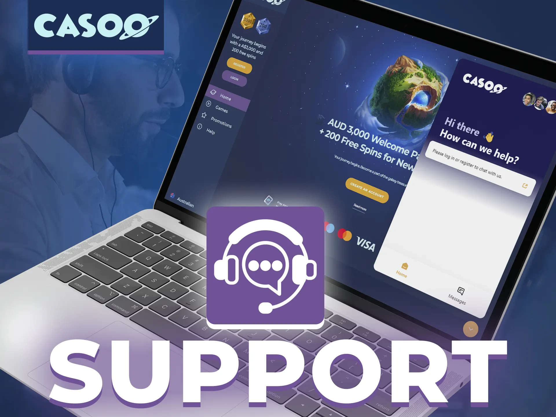 Use support chat to solve any problems you`ve experienced at Casoo casino.