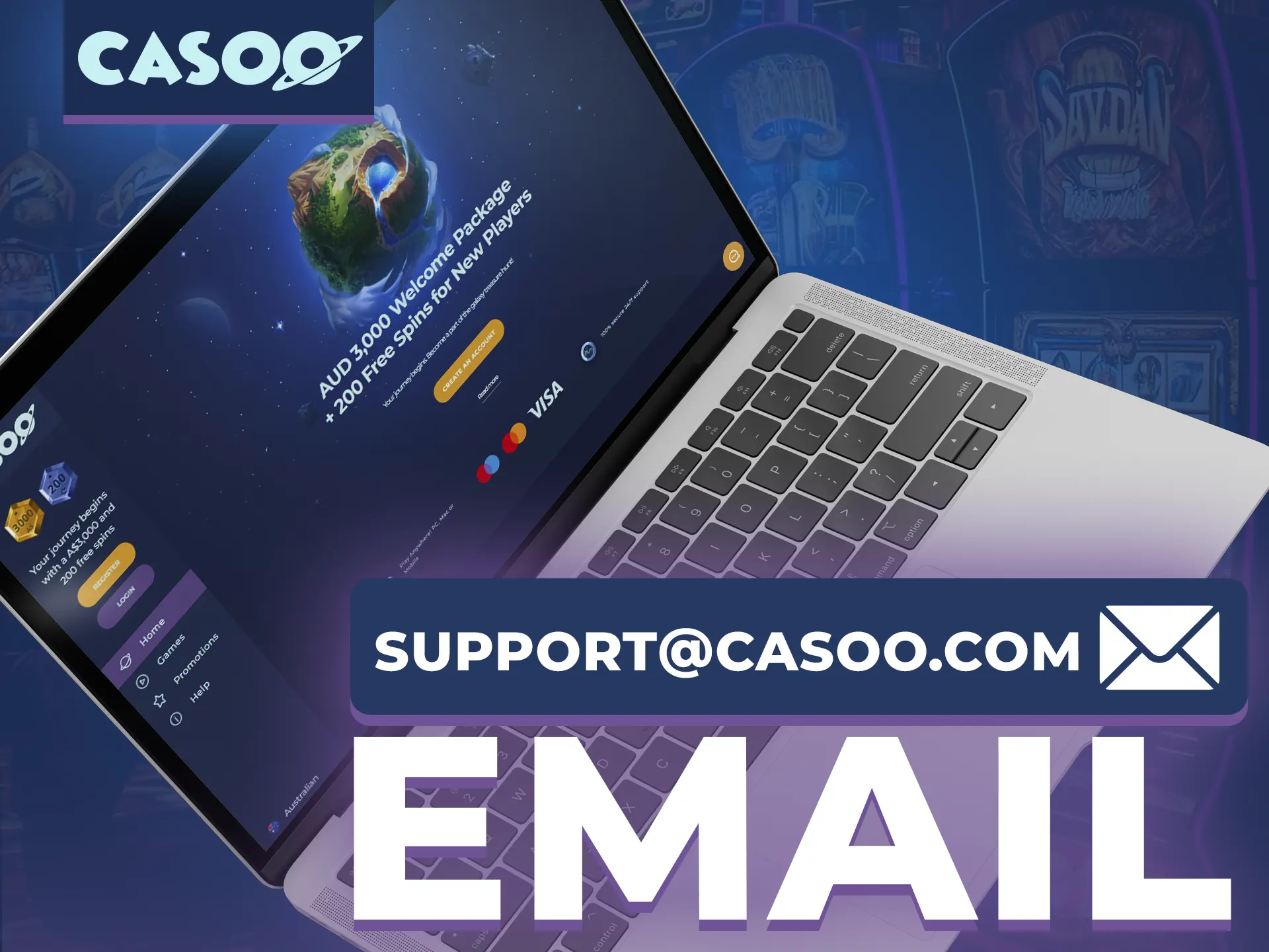 Use email adress to contact with Casoo support.