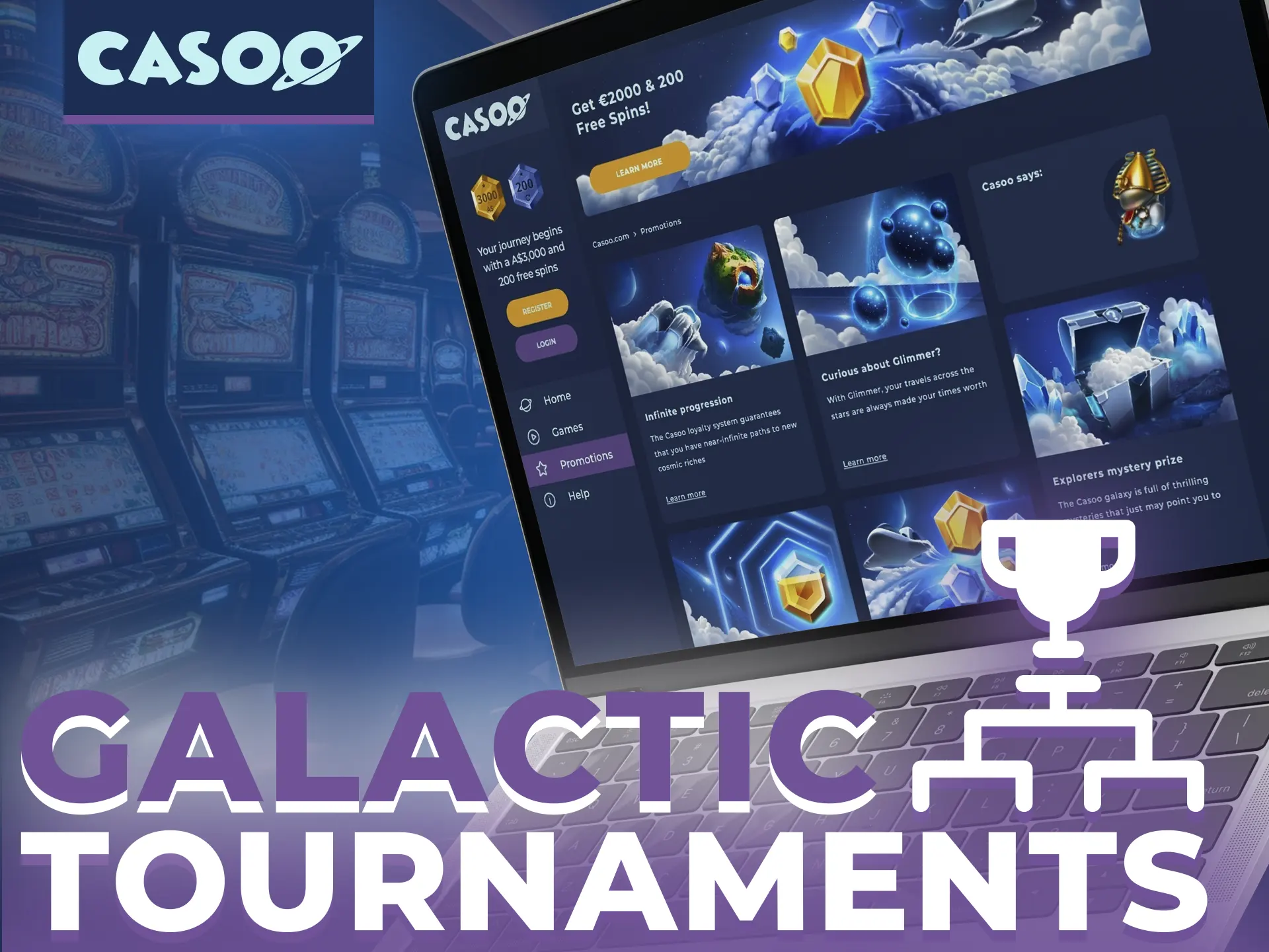 Compete for cash and free spins in Galactic Tournaments at Casoo!