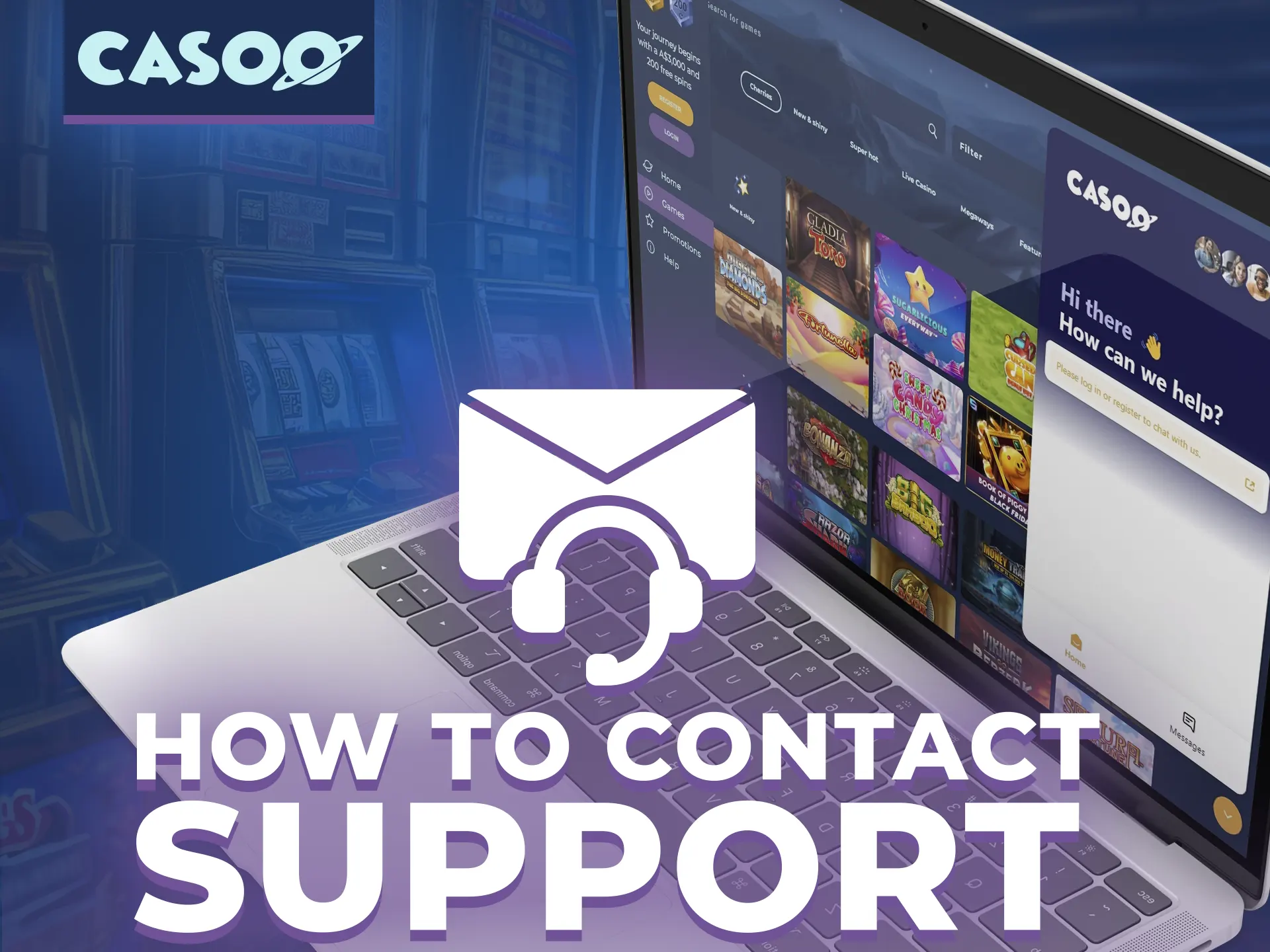 Check how you can contact support at Casoo online casino.