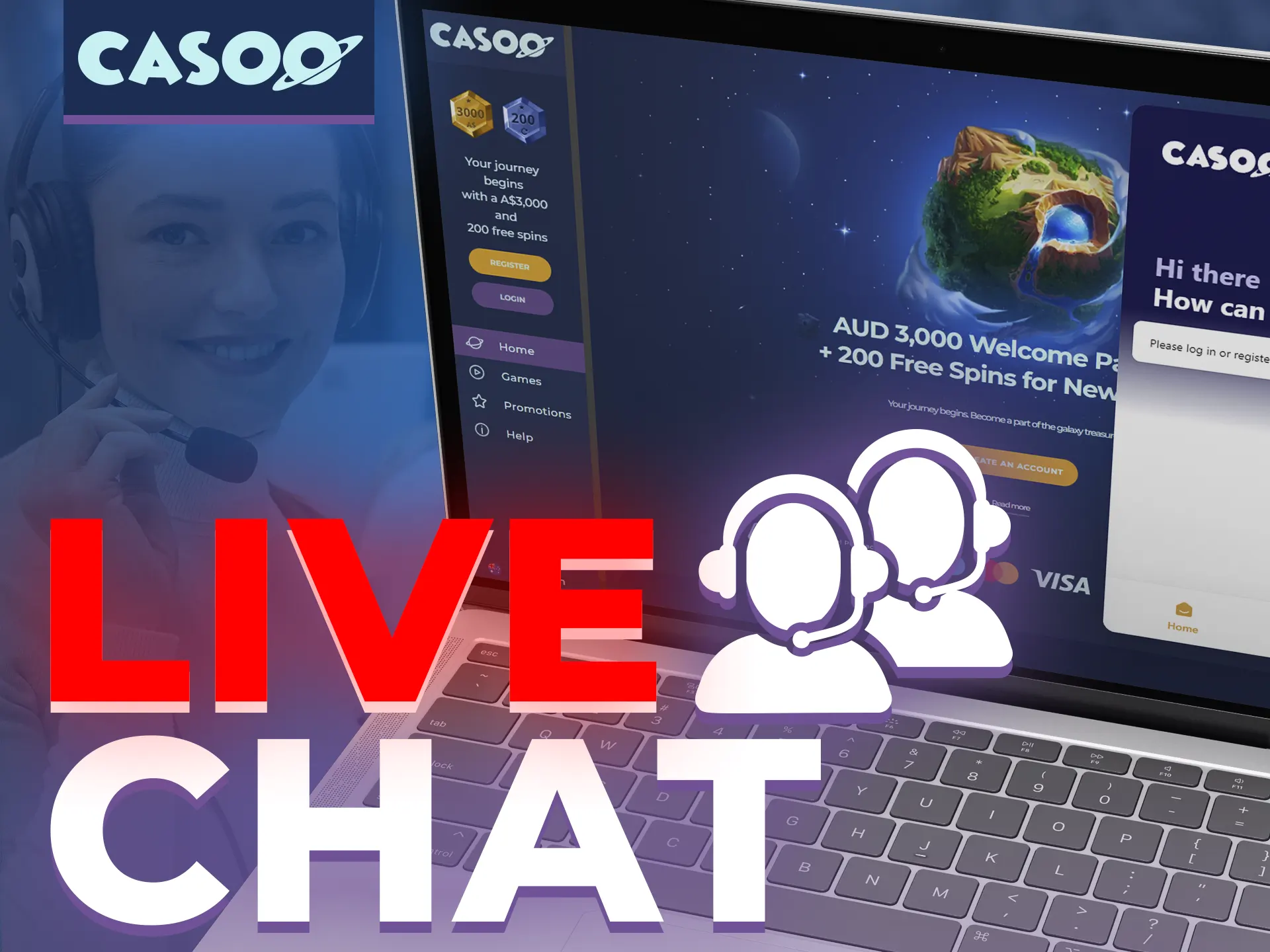 Use live chat to contact with Casoo online casino.