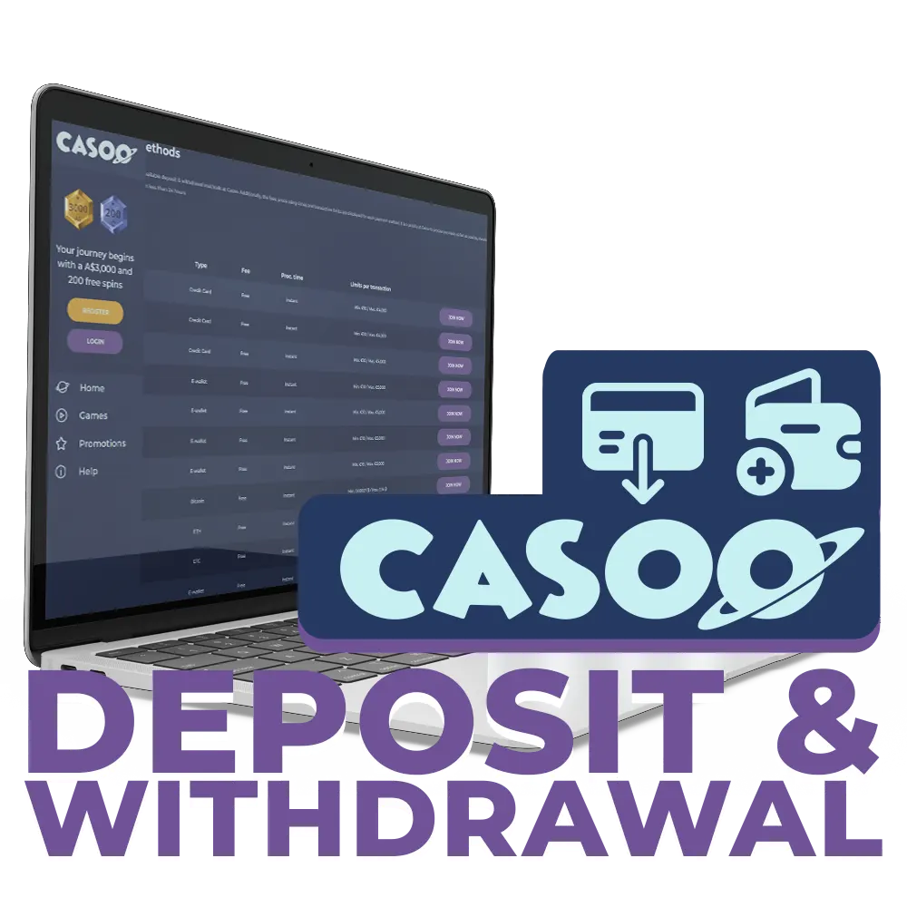 Learn more about deposit and withdrawal options at Casoo.
