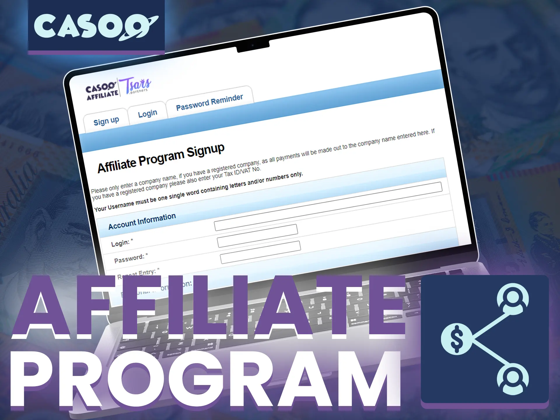 Casoo's affiliate program allows you to start earning by attracting new users.